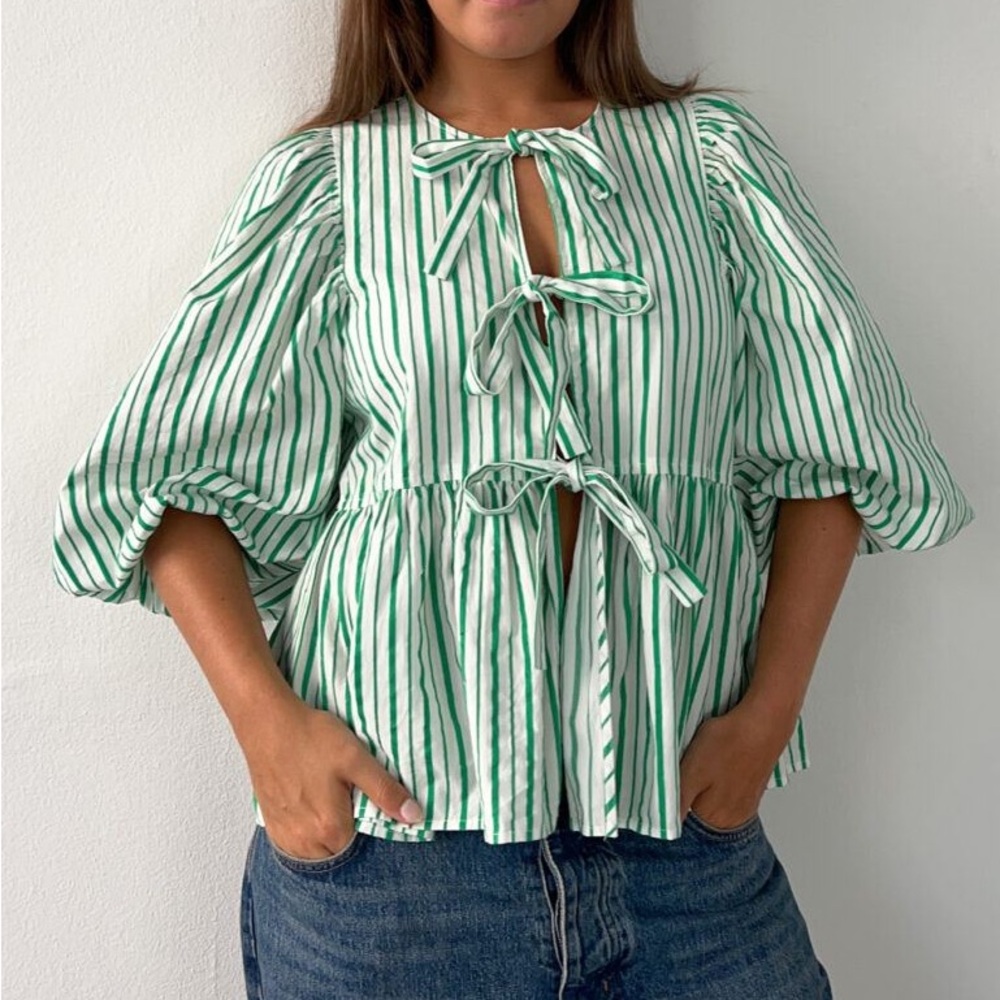 Boii striped shirt green